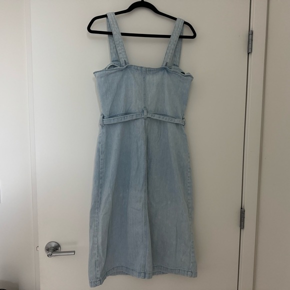 reformation light wash farrah denim knee-length button up dress - Picture 7 of 11
